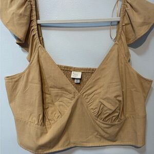 NWT Tan Ruffle Sleeve Tank Top